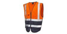 Lynton ISO 20471 Cl 1 Superior Waistcoat HV Orange/Navy